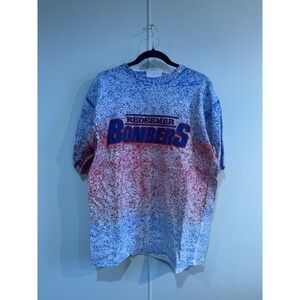 Vintage Redeemer Bombers Shirt Mens Large White Red Blue Jostens Sports 90s